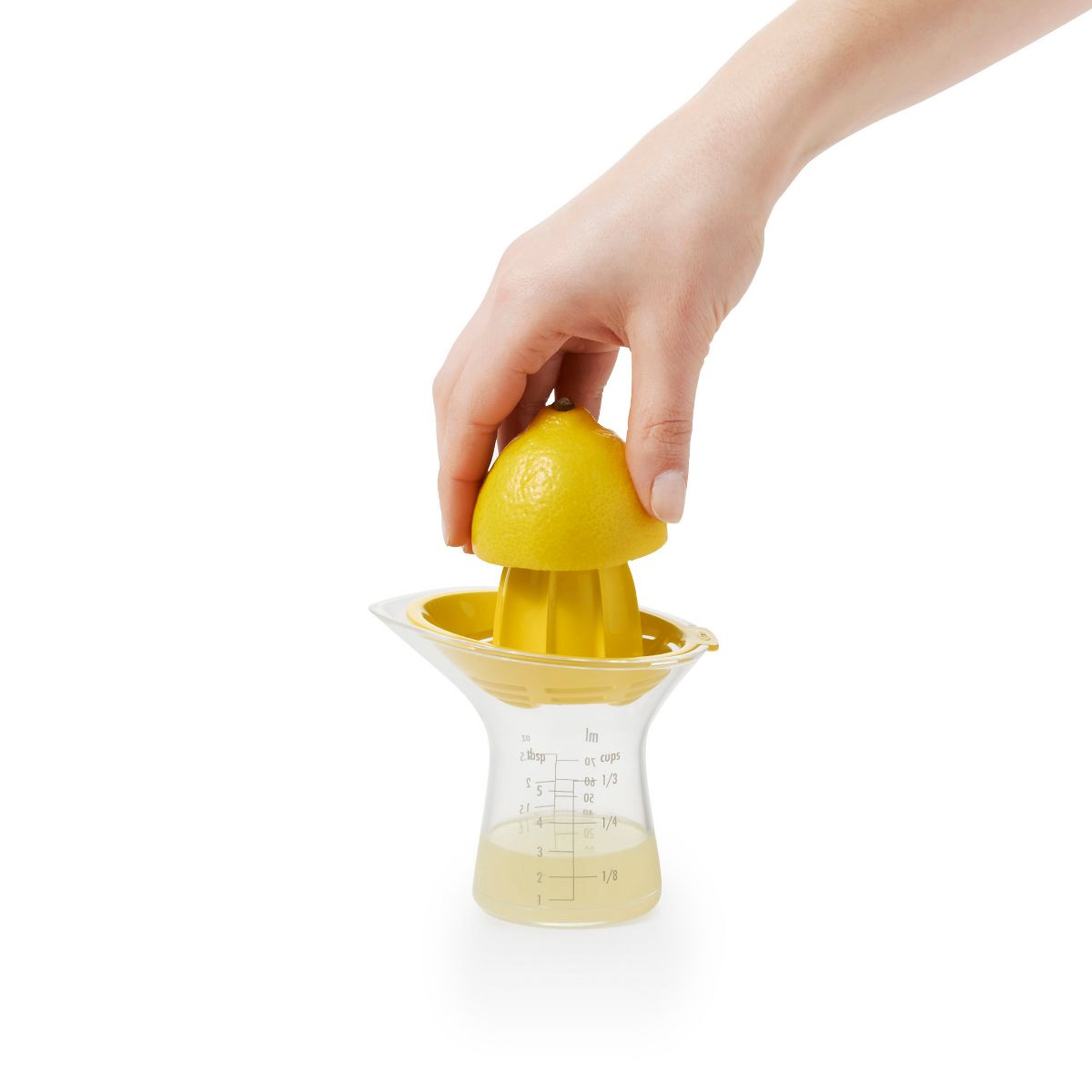 OXO Small Citrus Reamer: Yellow Plastic Juicer, Dishwasher-Safe, 5" Height, 3.6" Width & Depth - thumbnail 4