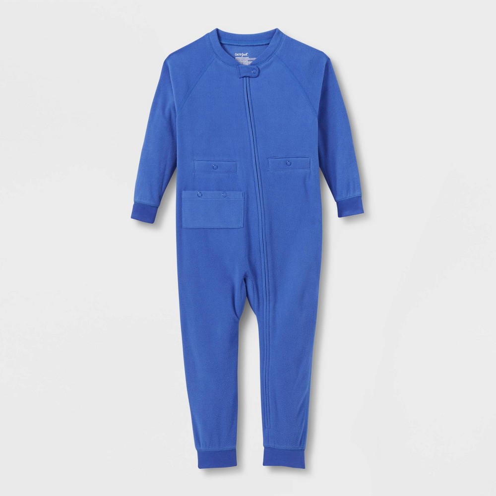 Toddlers' Adaptive Abdominal Access + Insulin Pocket Fleece Pajama Jumpsuit - Cat & Jack™ Royal Blue 5T: Midweight Polyester