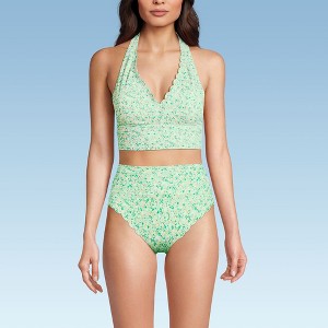 Lands' End Women's Tugless Scallop Halter Tankini Top - 1 of 4