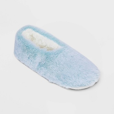 light blue fluffy slippers