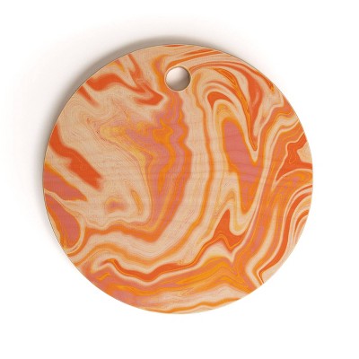 13" Wood Sunshine Canteen Orange Marble Cutting Board - society6