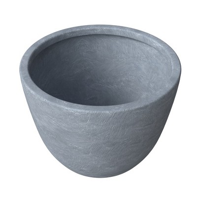 Large Aged Concrete Round Planter with Drainage Holes