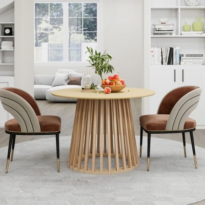 KIGFTSOD Round Coffee Table, Grille Molding, Suitable for Bedroom, Living Room, Balcony
