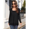 Long Sleeve Tunic Tops for Women Plus Size Square Neck T Shirt Solid Color Fall Lace Blouse - 2 of 4