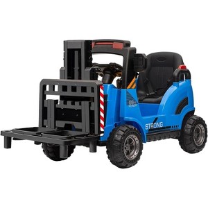 12V Ride on Forklift Car, Electric Vehicle Construction Truck, 2-Speed, Remote Control, Liftable Fork & Pallet, USB, Safety Belt - 1 of 4