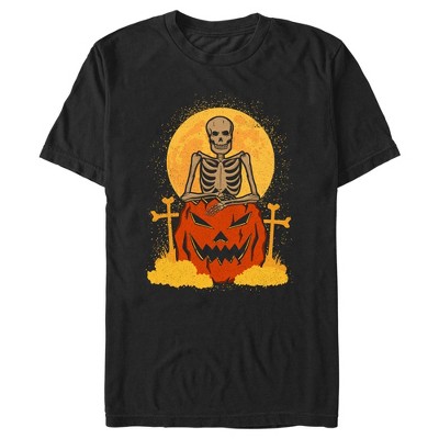 Men's Lost Gods Halloween Skeleton And Jack-o'-lantern T-shirt - Black ...