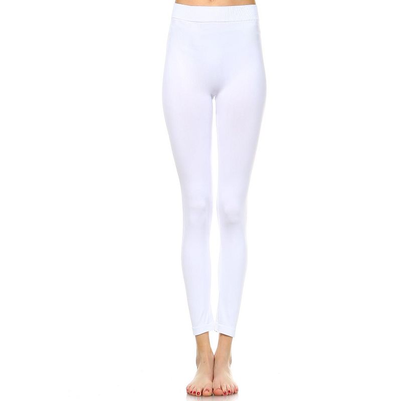Women's Slim Fit Solid Leggings - One Size Fits Most - White Mark, 1 of 4