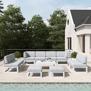 LayinSun 11-Piece Large Outdoor Modular L-Shaped Sectional Set with Coffee Table - 1 of 4