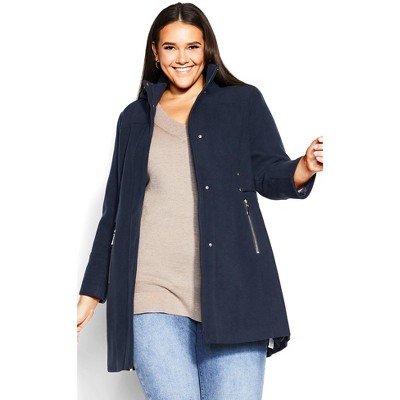 Women's Plus Size Fleece Hood Coat - Rhubarb