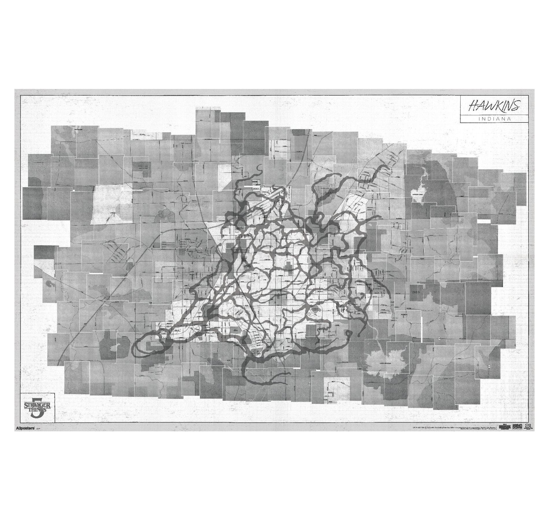 Trends International Netflix Stranger Things: Season 5 (2025) - Hawkins Map Unframed Wall Poster Prints
