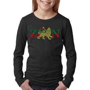 LA Pop Art Girl's Word Art Long Sleeve - Zion - One Love - 1 of 4
