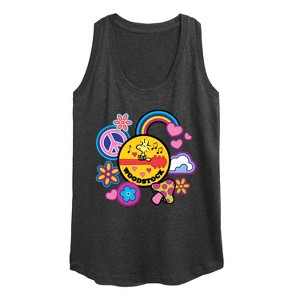Women's - Peanuts - Woodstock Peace And Love Flair Graphic Racerback Tank - 1 of 4