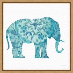 Amanti Art Boho Teal Elephant I by Danhui Nai Canvas Wall Art Print Framed 16-in. x 16-in. - 1 of 4