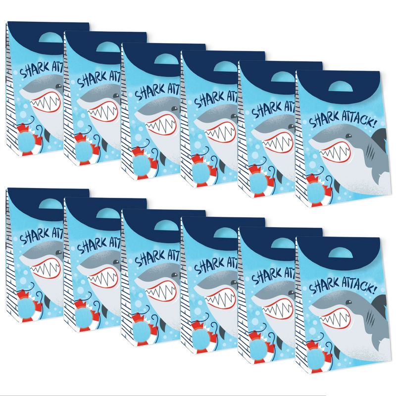 Big Dot of Happiness Shark Zone - Jawsome Shark Party or Birthday Gift Favor Bags - Party Goodie Boxes - Set of 12, 5 of 9