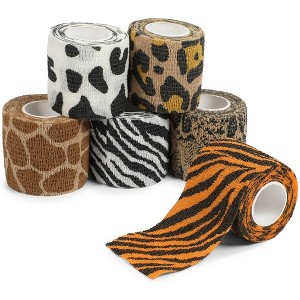 Impresa 6 Rolls Self Adherent Bandage Wraps, 2 Inch x 5 Yards Cohesive Vet Tape for First Aid, Animal Print - 1 of 4