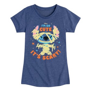 Girls' - Lilo and Stitch - So Cute It's Scary Fitted Short Sleeve Graphic T-Shirt - 1 of 4
