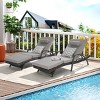 Outdoor Patio Chaise Lounges, Patio Adjustable Recliner up to 150° with Removable Cushions, Armrest Wicker Long Reclining Chaise-Coolbibila - 2 of 4