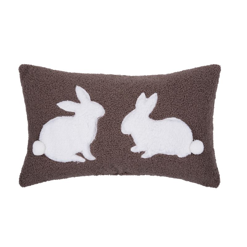 C&F Home 12" x 20" Easter Bunny Rabbit Duo Tufted Decorative Throw Pillow, 1 of 6