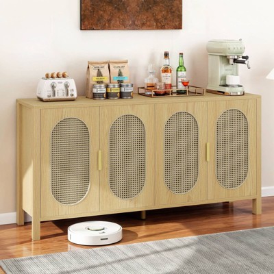 63in Rattan Sideboard Buffet Storage Cabinet Coffee Table for Dining Room Kitchen