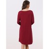 cheibear Women's Lace Trim Long Sleeves Pull-on Nightshirt Dress - 3 of 4