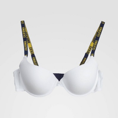 NCAA California Golden Bears Demi Cup Bra with Logo Elastic - White 36B