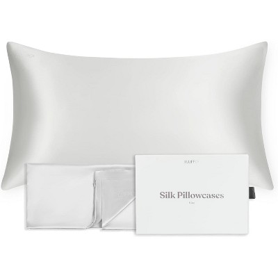 FluffCo 100% Pure Mulberry Silk Pillowcase - Luxurious Cooling Pillowcase for Hair & Skin Care