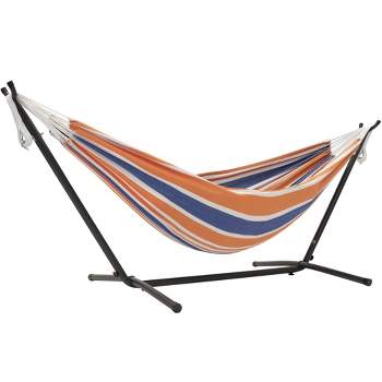 Vivere Double Cotton Hammock with Steel Stand and Carry Bag