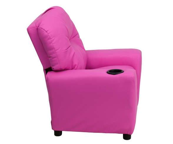 Riverstone Furniture Collection Hot Vinyl Kid's Recliner Hot Pink
