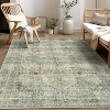 5x7 Washable Vintage Rug for Living Room, Ultra-Thin Non-Slip Retro Medallion Carpet for Bedroom Dining Room Home Office, Farmhouse Beige - 2 of 4