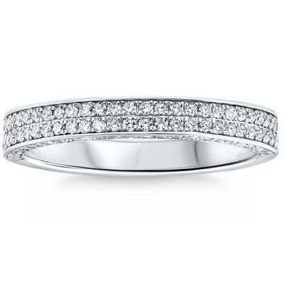 Pompeii3 1/2Ct Pave Diamond Wedding Ring Stackable Wedding Band 14k Gold Lab Created