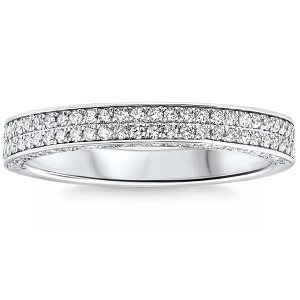 Pompeii3 1/2Ct Pave Diamond Wedding Ring Stackable Wedding Band 14k Gold Lab Created - 1 of 4