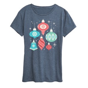 Women's - Instant Message - Vintage Christmas Ornaments Short Sleeve Graphic T-Shirt - 1 of 4
