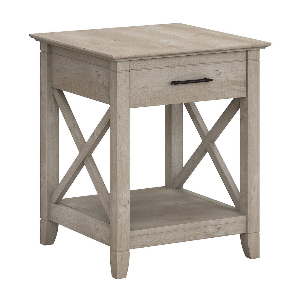 Photos - Coffee Table Key West End Table with Storage Washed Gray - Bush Furniture