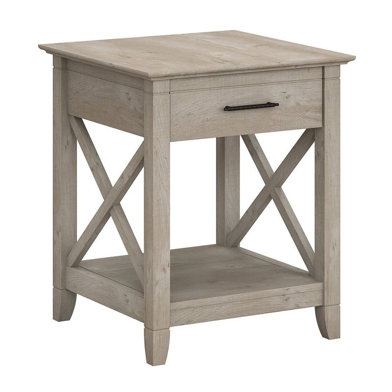Key West End Table with Storage Washed Gray - Bush Furniture, 1 of 8