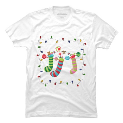 Men's Design By Humans Christmas Stocking with Christmas Lights By realdealclipart T-Shirt