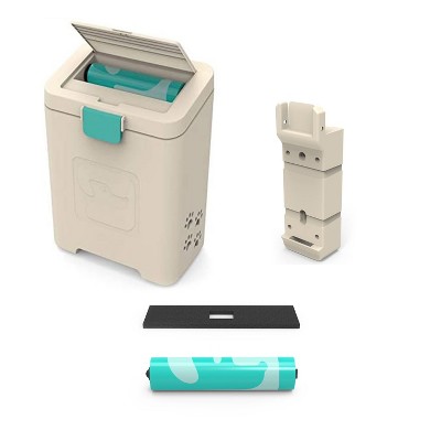 PawPail Outdoor Dual Vent Pet Waste Station w/ Lid Bundle w/ Mounting System, Odor Prevention Air Filter, & 150 Disposable Waste Bags for Large Dogs