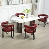 Vynxaria Light Brown PU Accent Chair with Integrated Backrest & Armrests, Ideal for Living Room, Dining Room & Office - 4 of 4