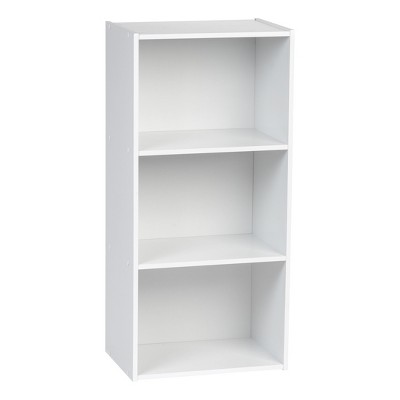 white storage shelving units