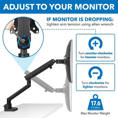 Black Adjustable Aluminum and Steel Monitor Desk Mount