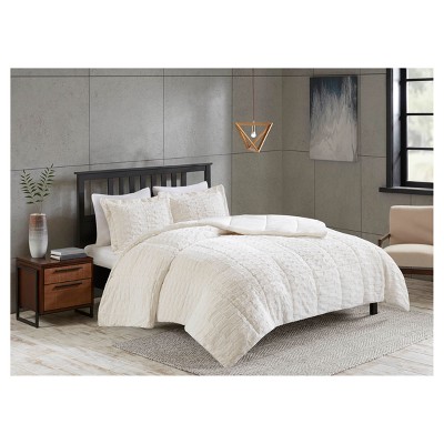 Full Queen 3pc Vermont Long Faux Fur Comforter Set Ivory Target