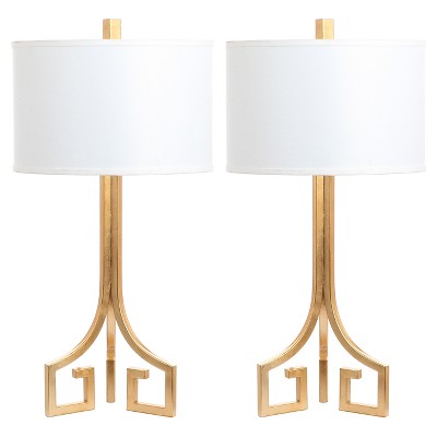 (Set of 2) 27.5" Arabelle Hardback Table Lamp (Includes CFL Light Bulb) Gold - Safavieh