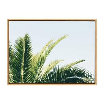 23" x 33" Sylvie Tropical Palm Under Blue Sky Framed Canvas by Amy Peterson Natural - Kate and Laurel