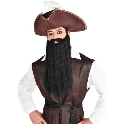 Plush Beard and Mustache Black Halloween Costume Hair