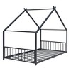 Sapphtopaz Floor House Bed Frame for Kid with Roof Design Platform Bed with Metal Frame for Kids Bedroom, Playroom, Nursery - 2 of 4