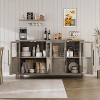 coucheta 55" Sideboard Buffet Cabinet with 4 Glass Doors, Modern Large Farmhouse Storage Cabinet Table, for Living Room, Kitchen, Dining Room - 3 of 4