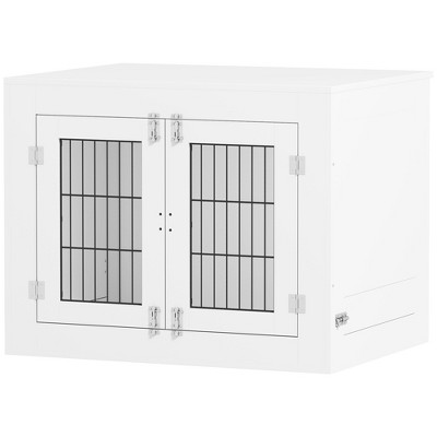 White Medium Particleboard and Steel Table Crate
