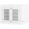 PawHut Dog Crate Furniture with 360° Rotatable Removable Dog Bowls, Two Doors, Non-slip Foot Pads, Dog Kennel Furniture for Medium Dogs, White - 4 of 4