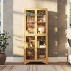 HOMSEE Wooden Display Cabinet with LED Lights, Glass Doors & Metal Handles Bookshelves Curio - 2 of 4