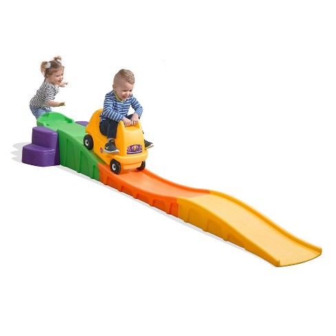 Kids Ride On Roller Coaster Toy w/ 10-Foot Long Riding Track & Non Slip Stairs 