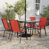 Merrick Lane 5 Piece Outdoor Dining Table Set for 4 with Glass-Top Patio Table and 4 Stack Chairs with Flex Comfort Material - 2 of 4